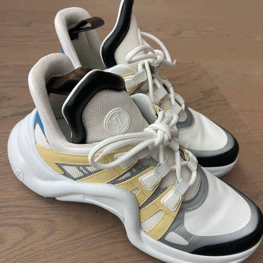 Louis Vuitton White, Yellow, Gray & Black Archlight-Style Sneakers